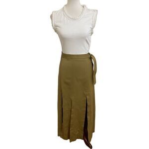 NEW 3.1 Phillip Lim Muscle Tee Combo Sateen Dress Size 0 White Olive Khaki